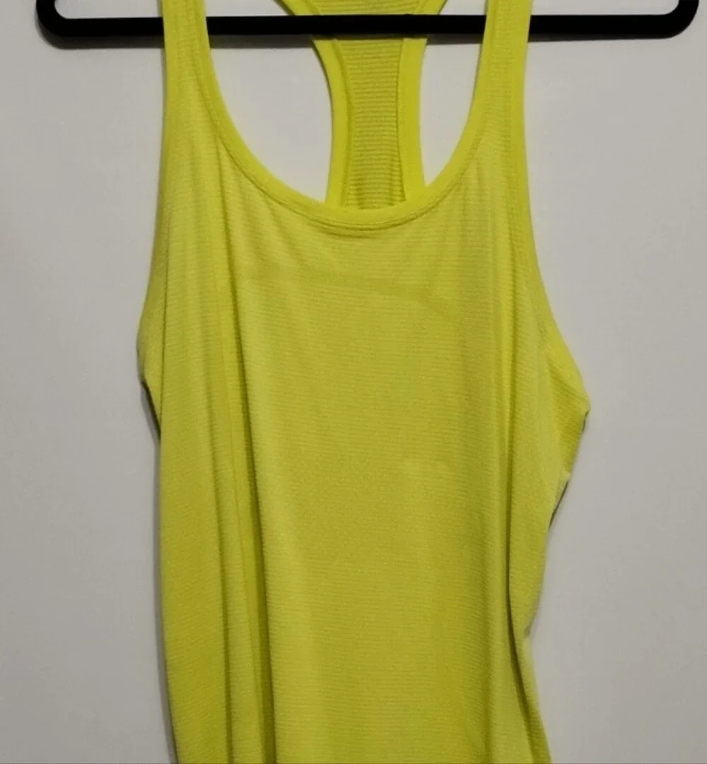 Lululemon‎ 1-Yellow Lime 1- White Women's Racerback/Open Back Tank Top Bundle 2